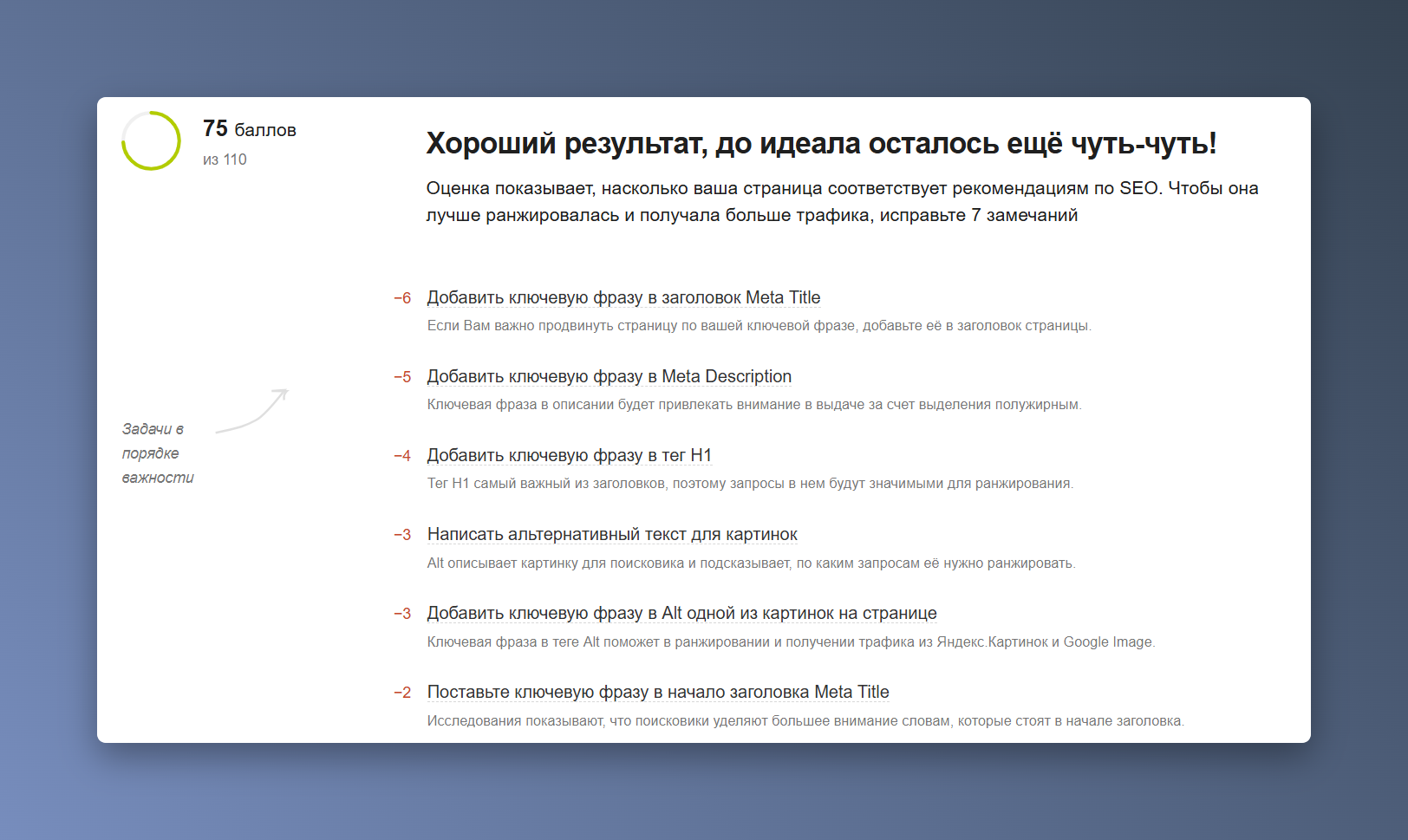 Скриншот интерфейса сервиса «Анализ контента»