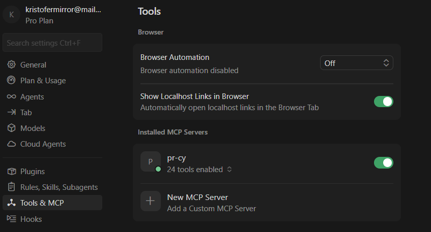 Настройки Cursor IDE
