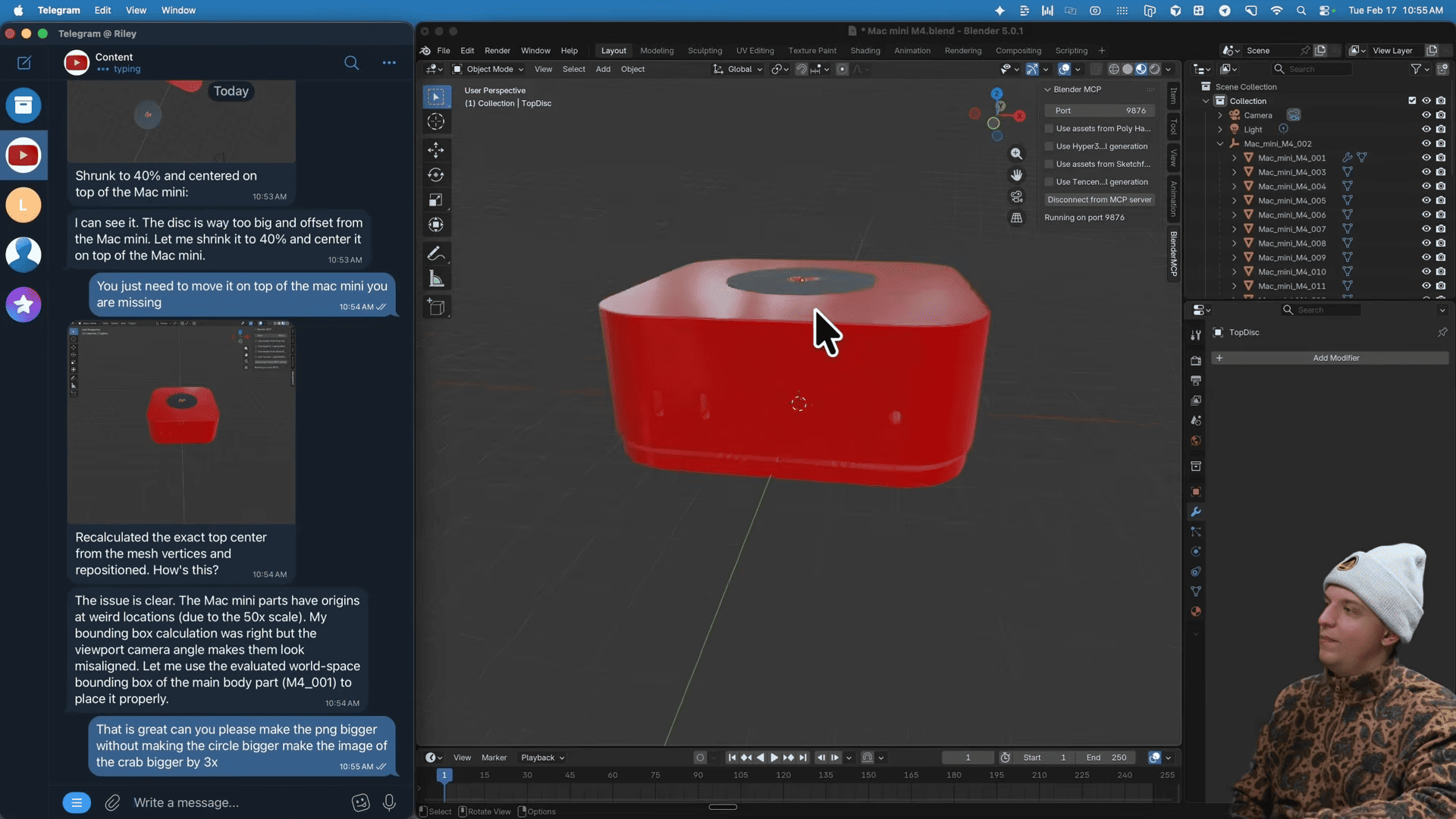Скриншот видео пользователя Riley Brown “I Gave OpenClaw Blender Skills (The Results Are INSANE) с сайта youtube.com